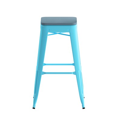 Flash Furniture Cierra Industrial Metal Indoor Bar Height Stools without Back, Teal, 4-Pieces/Pack (4ET32030TLRPL2C)