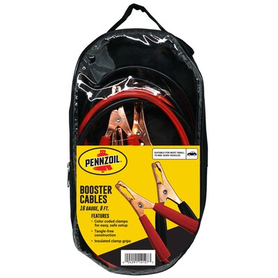 Pennzoil 8 Automobile Booster Cable, 16 Gauge Cables, Red & Black, 6/Pack, 2 Packs/Carton (14127)