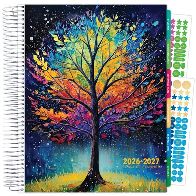 2026-2027 Excello Brands Black Tree Seasons 8.5 x 11 Academic Weekly & Monthly Teacher Planner, Paperboard Cover