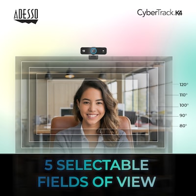 Adesso CyberTrack K4 4K Ultra HD Webcam, 8 Megapixels, Black