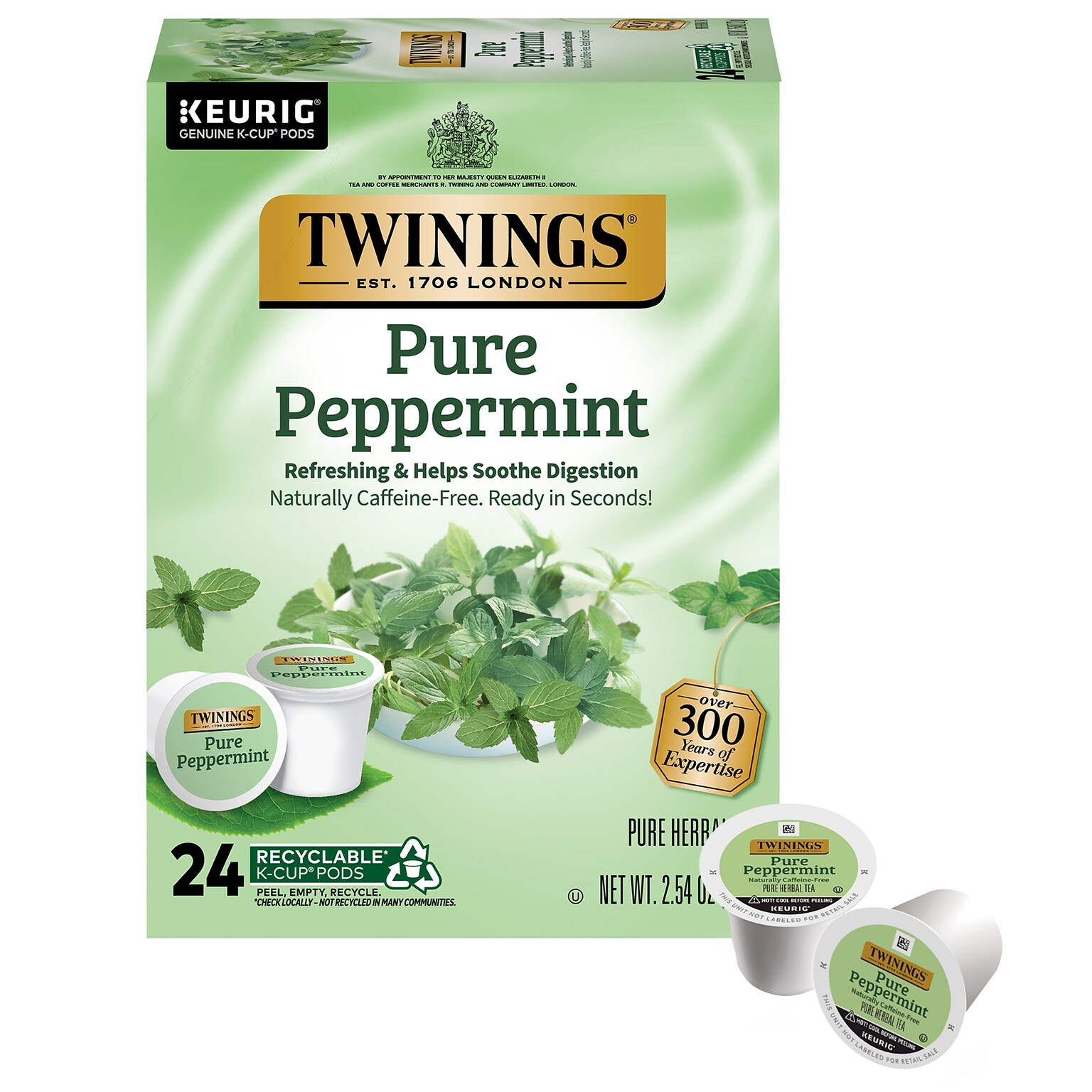 Twinings Pure Peppermint Herbal Tea, Keurig® K-Cup® Pods, 24/Box (TNA85813)