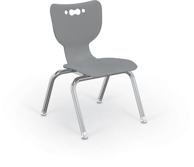 MooreCo 12 Hierarchy Student Chair with 4 Legs, Grey/Chrome Base (703673595322)
