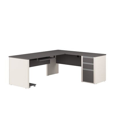 Bestar Connexion 72W L Shaped Desk with Drawers and Keyboard Tray, Slate (93880-59)