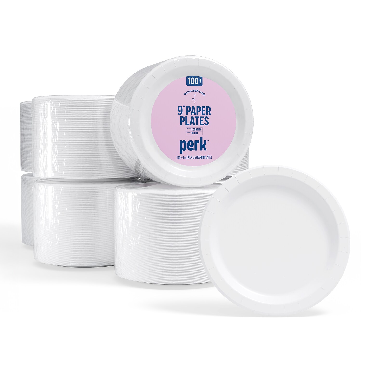 Perk™ Economy Paper Plates, 9, White, 1000/Carton (PK56516CT)