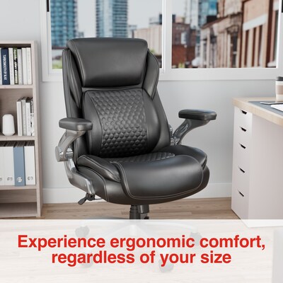 Staples Randolph Ergonomic Bonded Leather Executive Big & Tall Chair, 400 lb. Capacity, Black (ST62818)