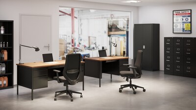 Hirsh Commercial 4-Drawer Vertical File Cabinet, Letter Size, Lockable, 52"H x 15"W x 22"D, Black (17787)