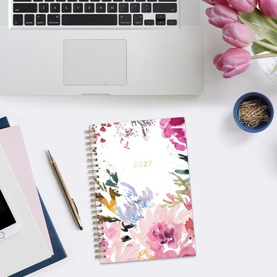 2027 Blue Sky Kelly Ventura Magenta Blooms 5" x 8" Calendar Year Weekly & Monthly Standard Planner, Plastic Cover