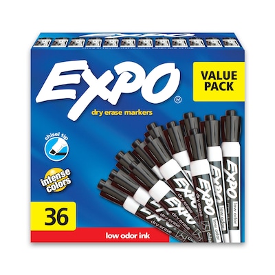 80001 Expo Low Odor Dry Erase Whiteboard Marker, Chisel Tip, Black, Pack of  24