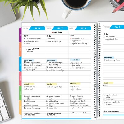 2026 Global Printed Products Teal Gold Marble 8.5" x 11" Weekly & Monthly Planner, Paperboard Cover (NRY26-LAMF-54)