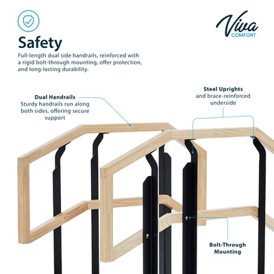 Viva Comfort Physical Therapy Non-slip Staircase with Safety Handles, 500 lbs. Capacity, Natural Wood (ADI906-01-MK)