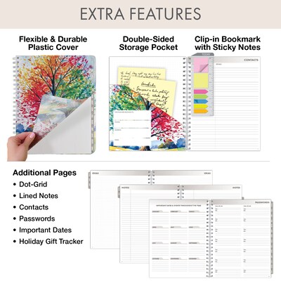 2027 Excello Brands 9.3" x 11" Weekly & Monthly Standard Planner, Plastic Cover, Tree Seasons (ESPRO-CY27-8511-20)