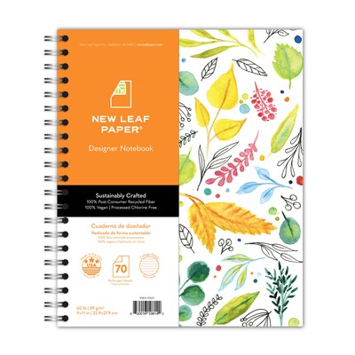 Roaring Spring New Leaf 1-Subject Notebooks, 9 x 11, College Ruled, 70 Sheets, Multicolor, 12/Cart