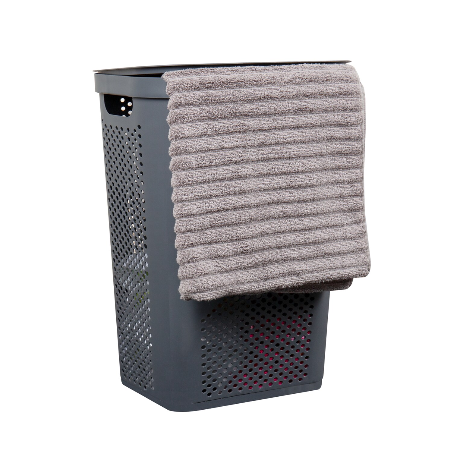 Mind Reader Perforated Plastic Hamper with Lid, Gray (HBIN60-GRY)