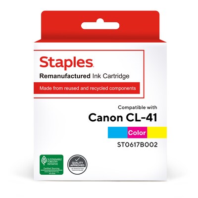 Staples Remanufactured Color Standard Yield Ink Cartridge Replacement for Canon CL-41 (TR0617B002/ST0617B002)