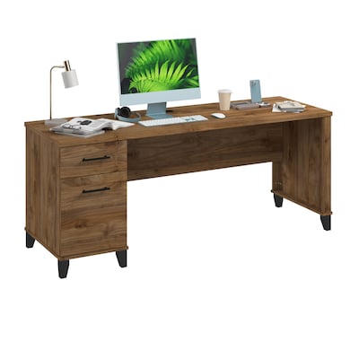 Bush Furniture Somerset 72W Office Desk with Drawers, Fresh Walnut (WC81372)