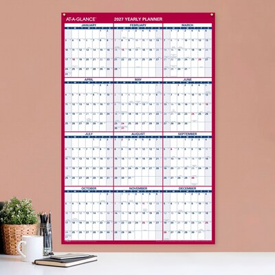 2027 AT-A-GLANCE 36 x 24 Yearly Wall Calendar, Reversible, White/Red (PM212-28-27)