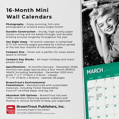 2026 BrownTrout Marilyn Monroe 7" x 7" Monthly Wall Calendar (9798330701377)