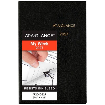 2027 AT-A-GLANCE Fine Diary 2.75 x 4.25 Weekly & Monthly Planner, Black (72-01-05-27)