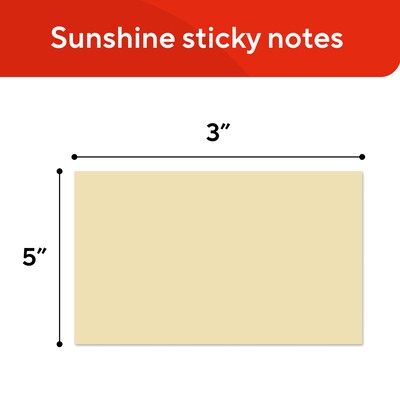 Staples Sticky Notes, 3" x 5", Yellow, Recycled Paper, 1200 Sheets – Eco-Friendly Self-Stick Notes for Lists & Reminders