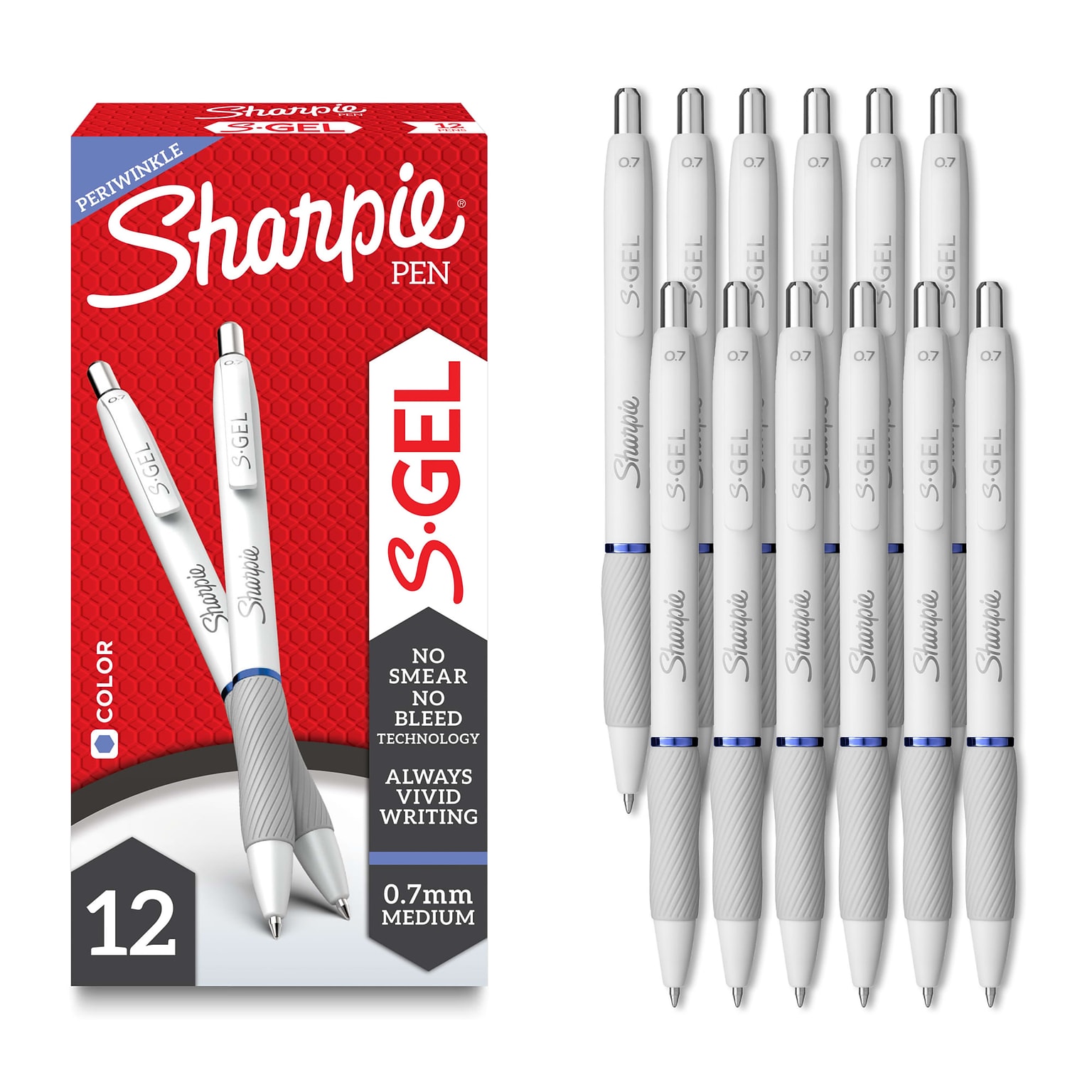 Sharpie S-Gel Retractable Gel Pens, Medium Point, 0.7mm, Blue Ink, Dozen (2220533)