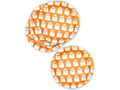 Pukka Party Ghost Halloween Paper Plates, Orange, 8/Pack (PTY552)