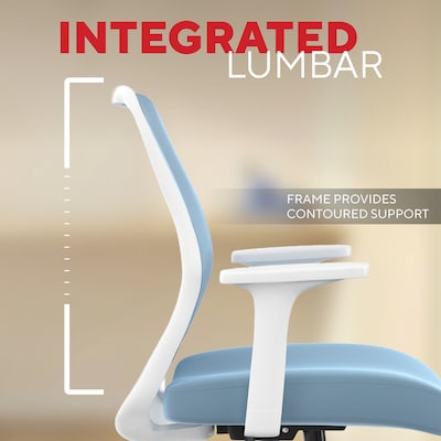 Staples Essentials Ergonomic Fabric Swivel Task Chair, Light Blue (UN60409)