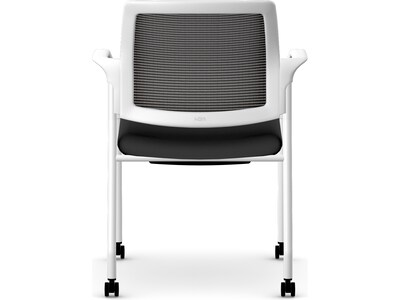 HON Ignition Fabric/Mesh Multipurpose Stacking Chair, Black/Designer White (HIGS6.F.H.IM.CU10.PK7)