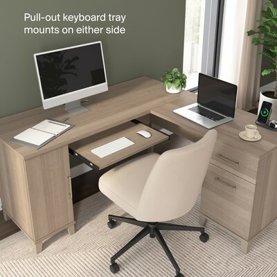 Bush Home Somerset 60"W L Shaped Office Desk with Storage, Ash Gray (WC81630K)