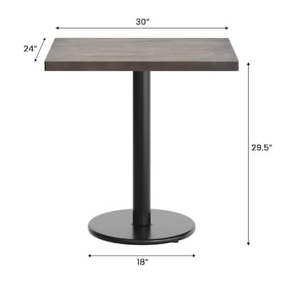 Flash Furniture Bennett Wooden Commercial Indoor Table, 30" x 24", Dark Brown Top/Black Base (GSF2430DBTR18)