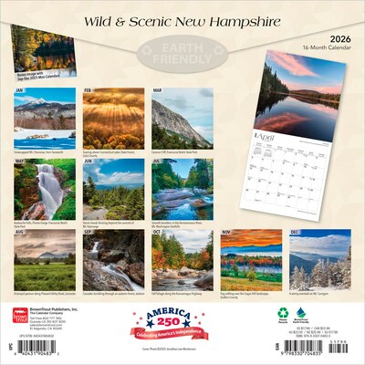 2026 BrownTrout New Hampshire Wild & Scenic 12 x 12 Monthly Wall Calendar (9798330704835)