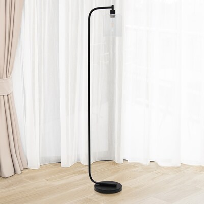 Creekwood Home 63" Metal Floor Lamp with Cylindrical Shade, Black (CWF-1000-BK)