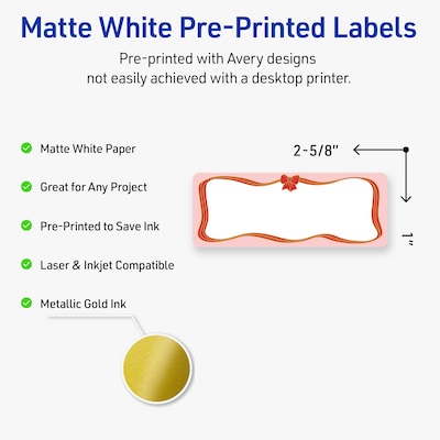 Avery Rectangle Multipurpose Labels, 1 x 2-5/8, White, 160/Pack (19479370570)