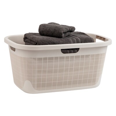 Mind Reader 10-Gallon Laundry Basket, Plastic, Ivory (40FABASK-IVO)