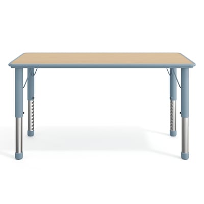 Flash Furniture Wren Rectangular Activity Table, 23.5" x 47.25", Height Adjustable, Natural Woodgrain/Dusty Blue