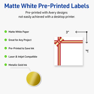 Avery Square Multipurpose Labels, 3 x 3, White, 60/Pack (19479370589)