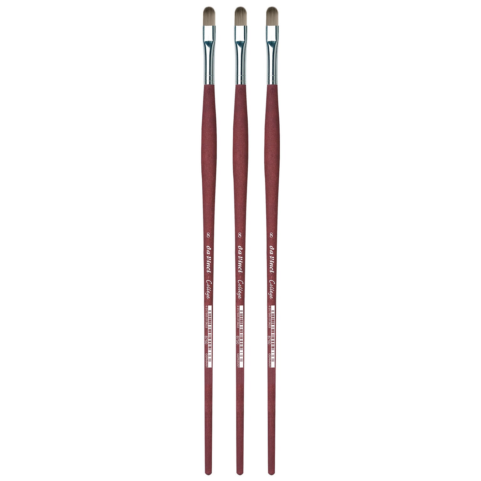 da Vinci COLLEGE Oil and Acrylic Synthetic Bristle, Filbert Brush, 3/Bundle (DVXVA87508-3)