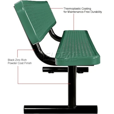 Global Industrial 8' Outdoor Steel Bench w/ Backrest, Expanded Metal, Green (277155GN)