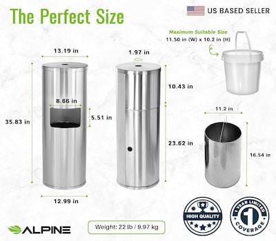 Alpine Industries Universal Floor Stand Wet Wipe Dispenser, Stainless Steel (ALP4777)