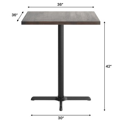 Flash Furniture Bennett Square Shaped Wooden Commercial Indoor Table, 36" x 36", Dark Brown Top/Black Base (GSFSQ36DBT3030B)
