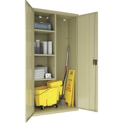 Lorell Fortress Series 72" Steel Janitorial Storage Cabinet With 4-Shelves, Putty (LLR00017)