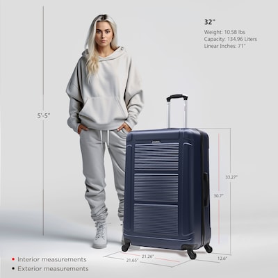 InUSA Pilot 33.27" Hardside Suitcase, 4-Wheeled Spinner, TSA Checkpoint Friendly, Blue (IUPIL00XL-BLU)