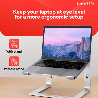 Staples TECH 11.2" x 10.2" Aluminum Laptop Stand, Silver (ST62653)
