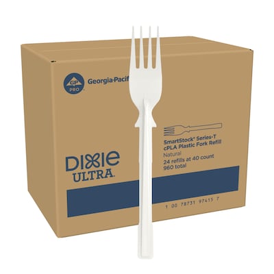 Dixie Ultra SmartStock Series-T Compostable Plastic Fork Refill, Beige, 40/Pack, 24 Packs/Carton (DUSSCF7)