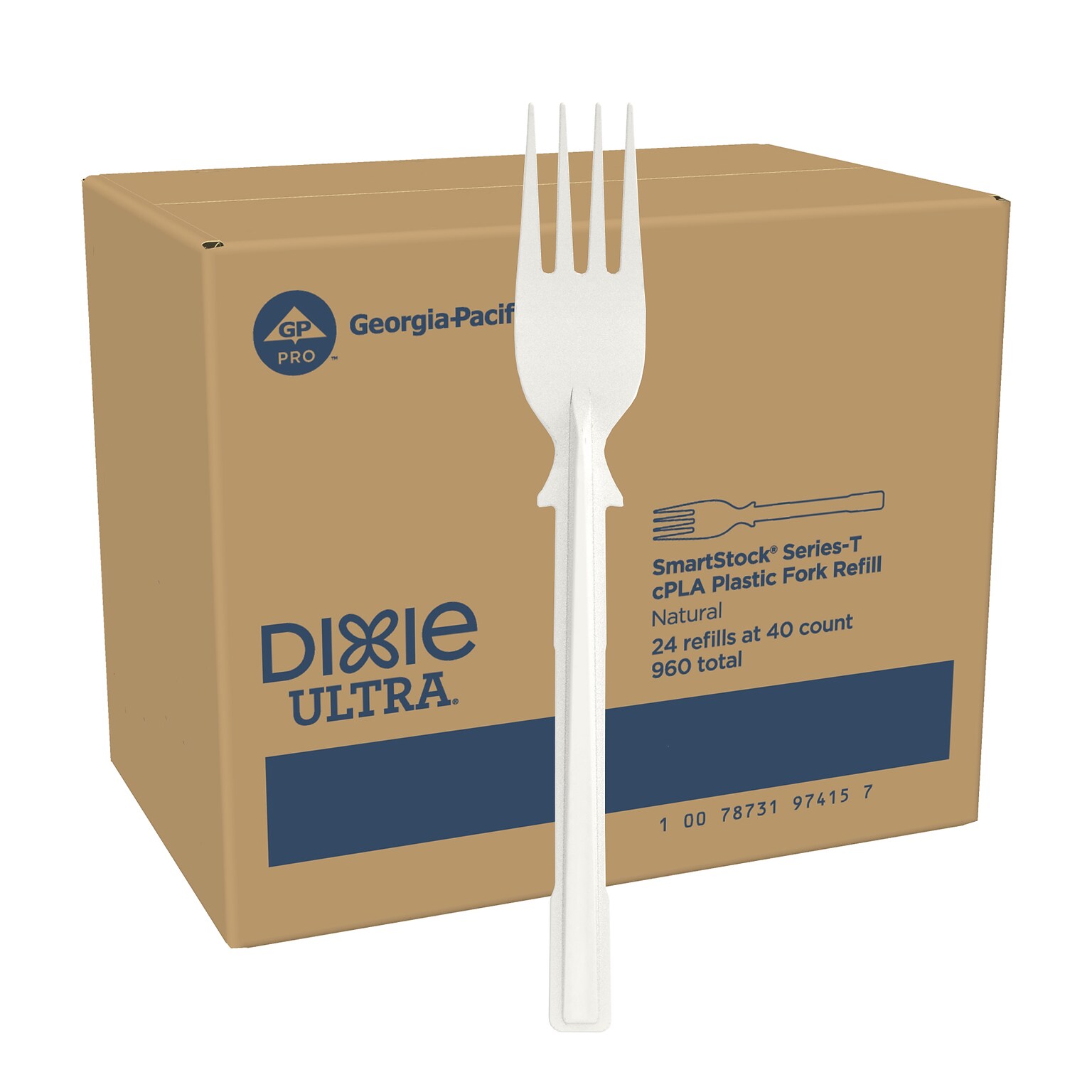 Dixie Ultra SmartStock Series-T Compostable Plastic Fork Refill, Beige, 40/Pack, 24 Packs/Carton (DUSSCF7)