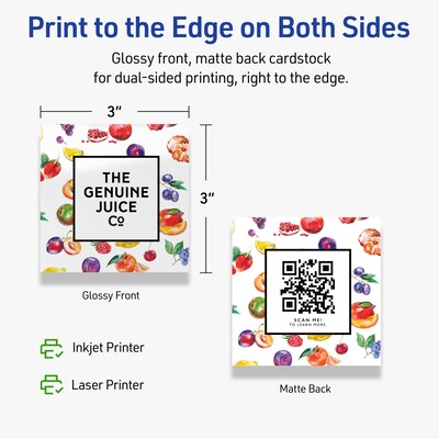 Avery Integrated Cards, 3" x 3", Glossy White, 150/Pack (95335)