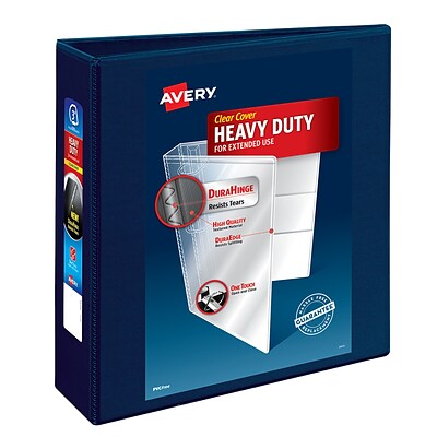 Avery Heavy Duty 3 One Touch EZD 3-Ring View Binder with DuraHinge, Navy Blue (79803)