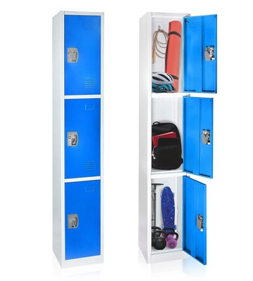 AdirOffice 72 3-Tier Blue Storage Locker, 2/Pack (629-203-BLU-2PK)
