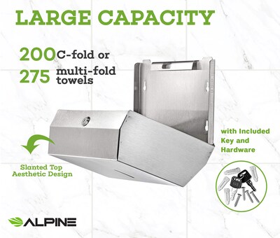 Alpine Industries Centerpull Paper Towel Dispenser, Stainless Steel, 2/Pack (481S-2PK)