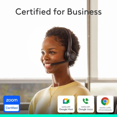 Logitech Zone 305 Wireless Noise Canceling Bluetooth Stereo Headset, USB-C, MS Certified (981-001452