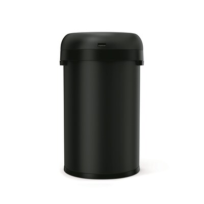 simplehuman 60L Semi-Round Can, Matte Black Heavy-Gauge Steel, Indoor Trash Can with Open Lid, 16 Gallon (CW1497)